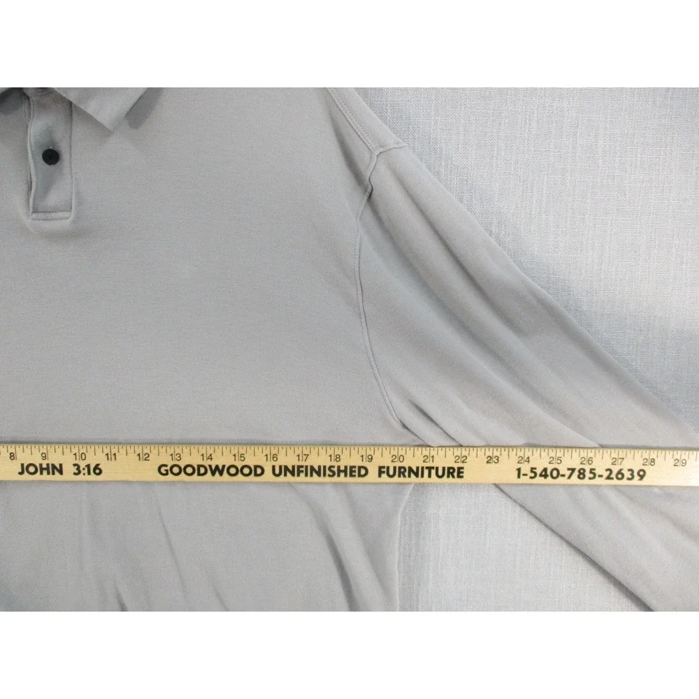 Banana Republic Mens XL Long Sleeve Polo Shirt Gray 100% Cotton‎ 1719897